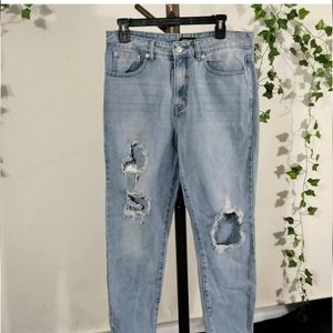 Nasty Gal Ripped Denim Rockstar Glamour Jeans